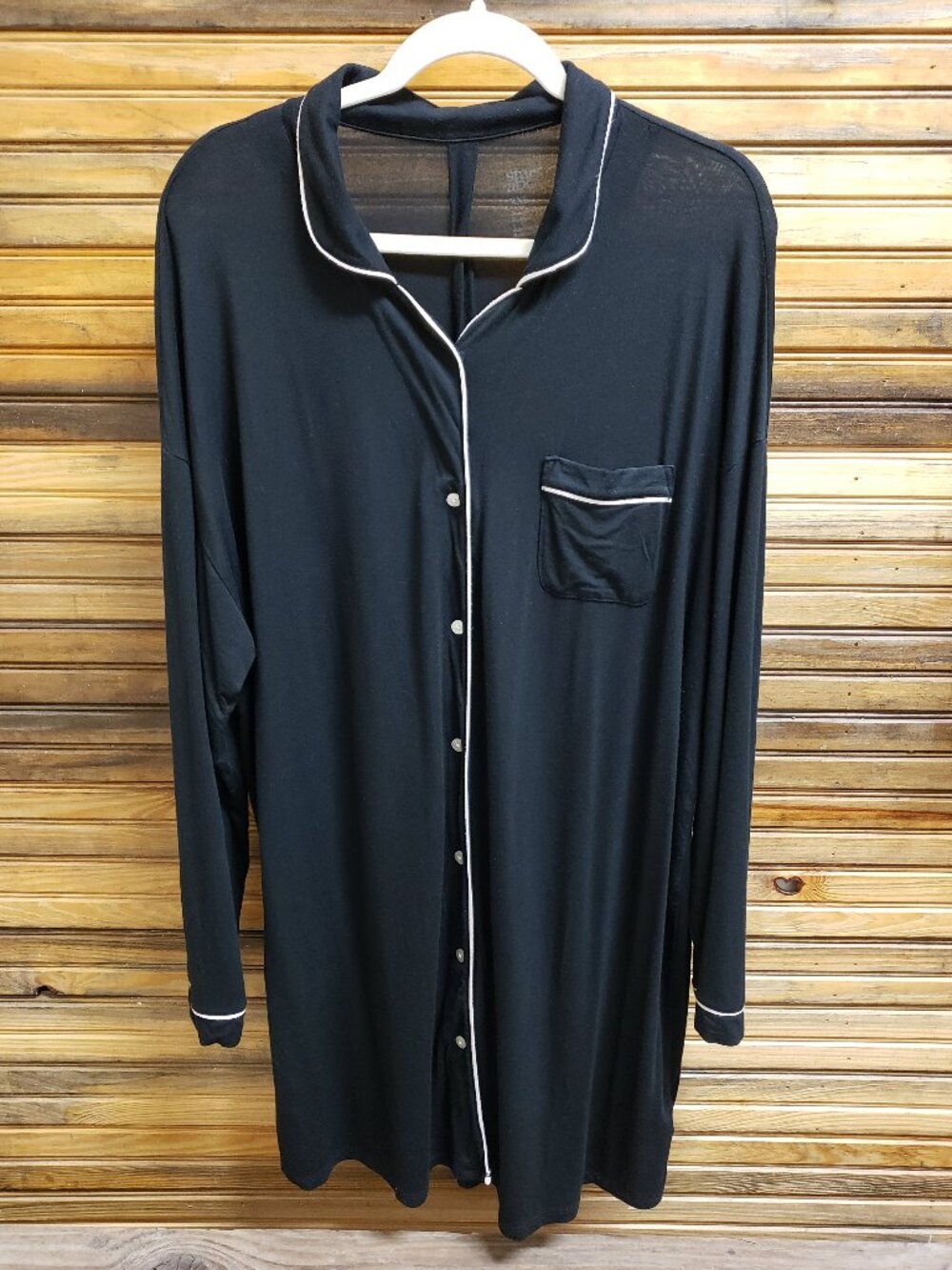 HTF Stars Above Beautifully Soft Black Notch Collar Nightgown Size XXL